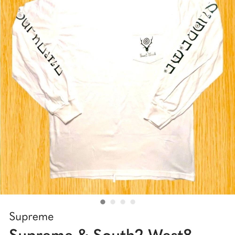 Supreme White Long Sleeve Tee with Black Accents
